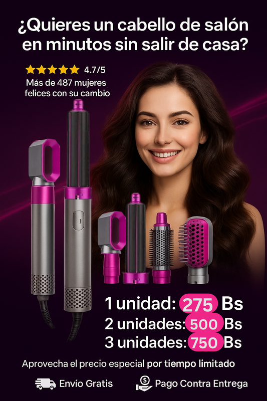 Cepillo secador de cabello 5 en 1